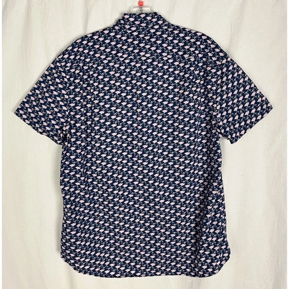 J.Crew Shirt Size L Flex Washed Blue Flamingo Slim Fit Button Down Pocket Preppy